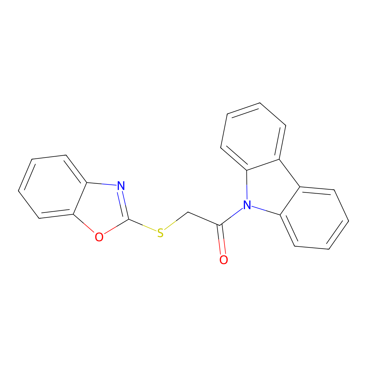 2-Benzoxazol-2-ylthio-1-carbazol-9-ylethan-1-one molecular structure, CAS 333340-27-5