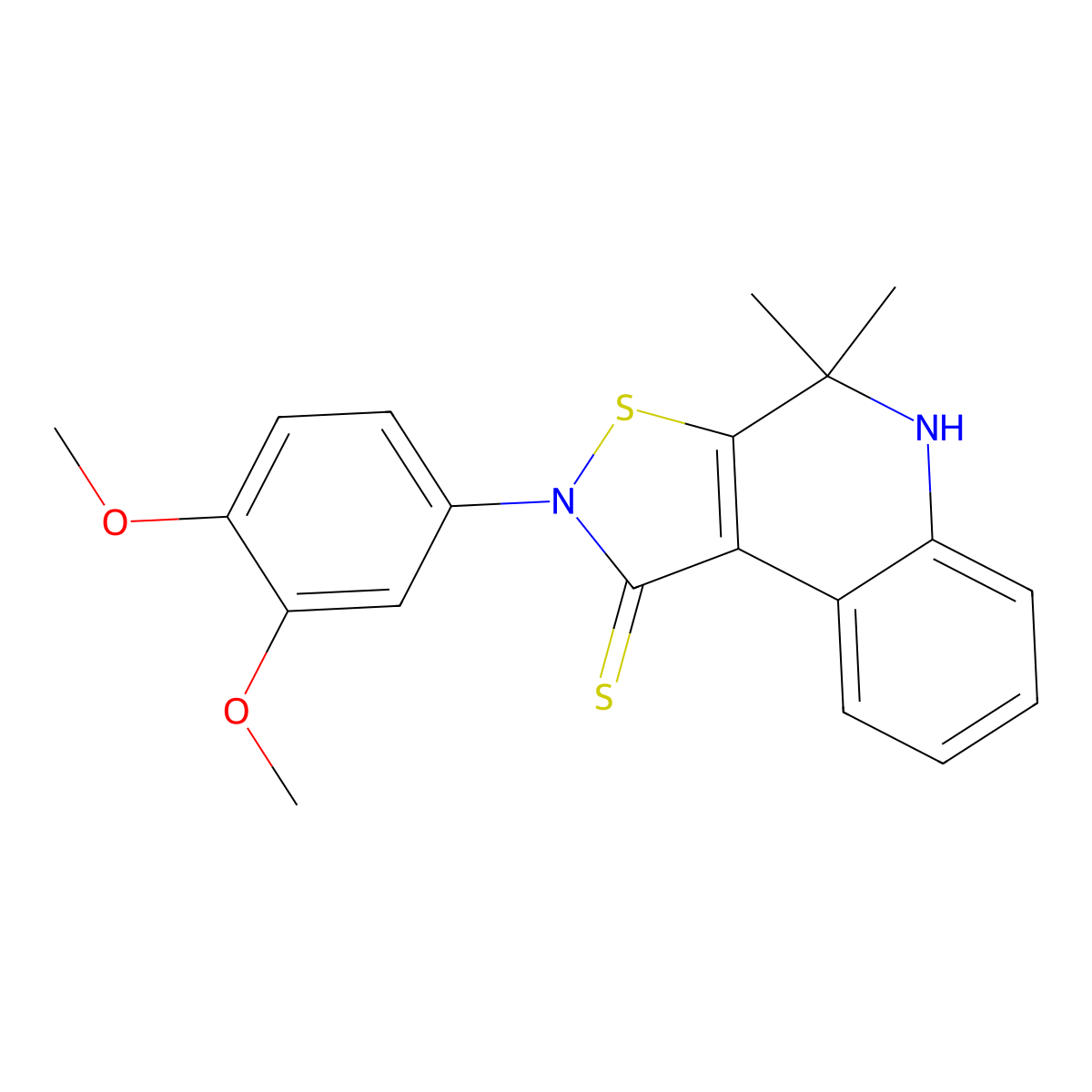 2-(3,4-dimethoxyphenyl)-4,4-dimethyl-5H-[1,2]thiazolo[5,4-c]quinoline-1-thione molecular structure, CAS 333340-28-6