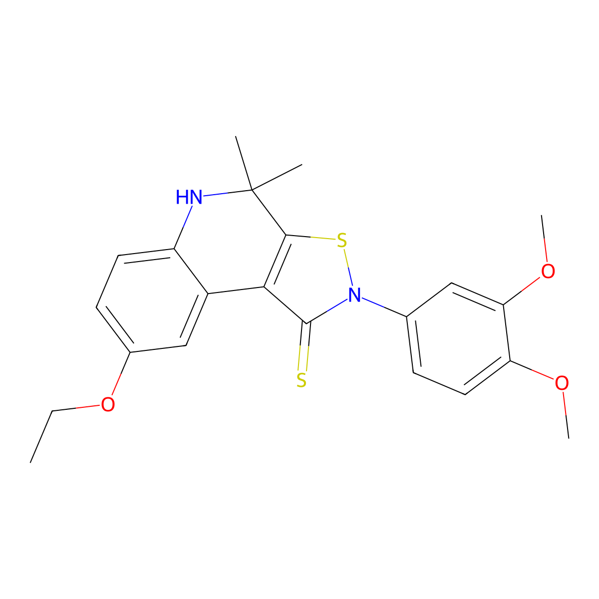 2-(3,4-dimethoxyphenyl)-8-ethoxy-4,4-dimethyl-5H-[1,2]thiazolo[5,4-c]quinoline-1-thione molecular structure, CAS 333340-30-0