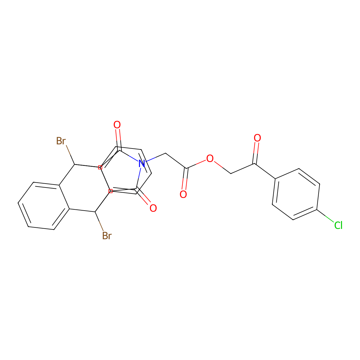 2-(4-Chlorophenyl)-2-oxoethyl (1,8-dibromo-16,18-dioxo-17-azapentacyclo[6.6.5.0~2,7~.0~9,14~.0~15,19~]nonadeca-2,4,6,9,11,13-hexaen-17-yl)acetate molecular structure, CAS 333340-77-5