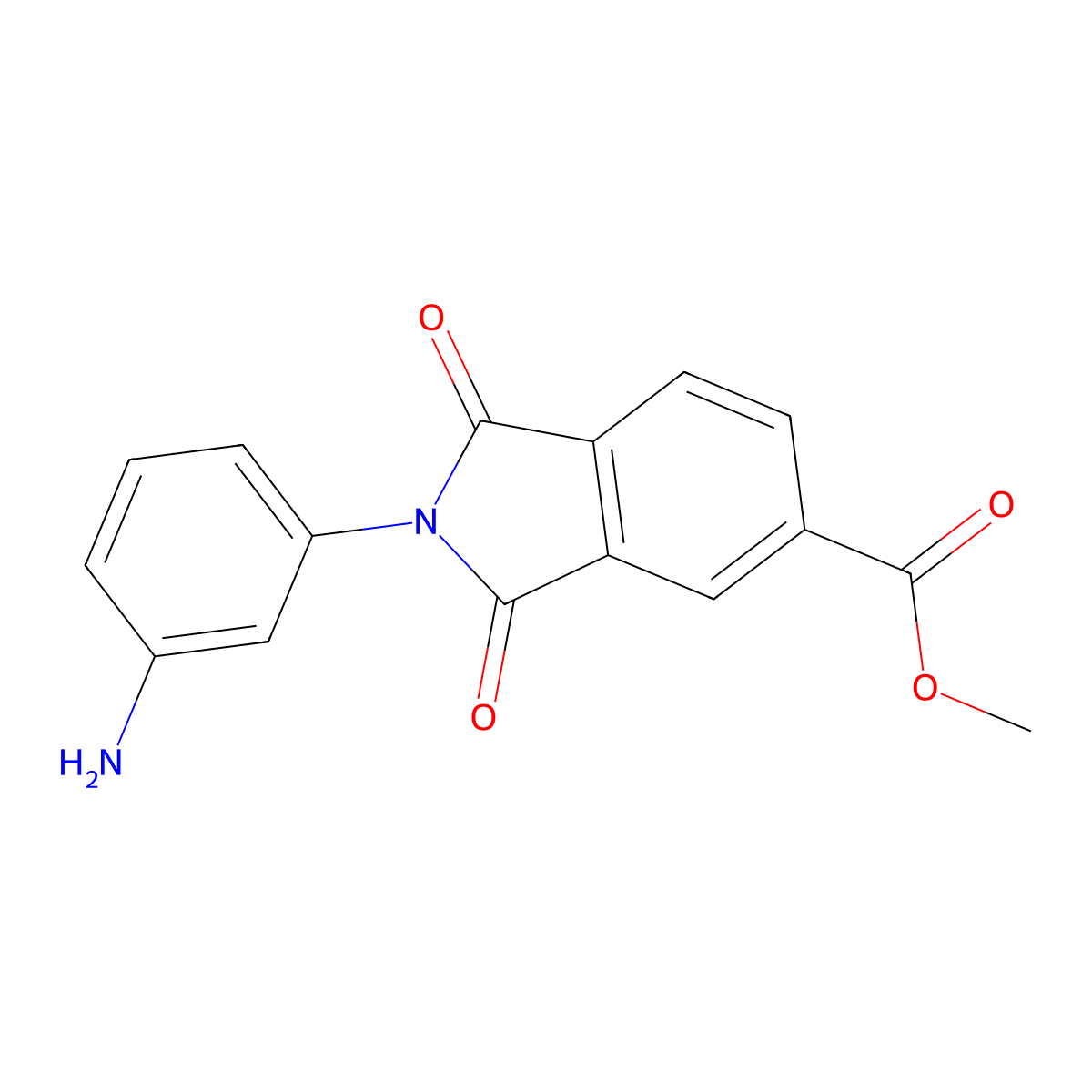 Methyl 2-(3-aminophenyl)-1,3-dioxoisoindoline-5-carboxylate molecular structure, CAS 333340-81-1