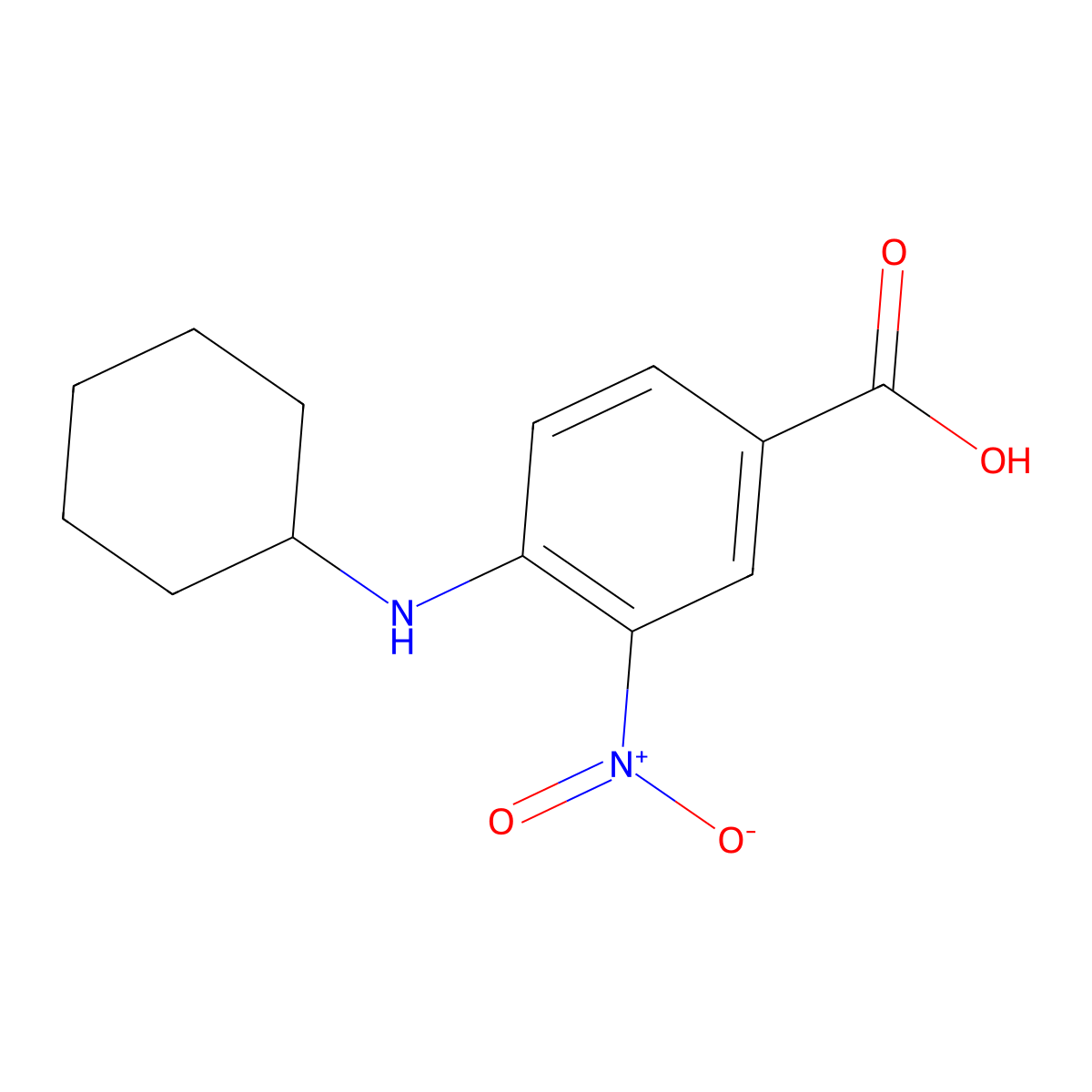 4-(Cyclohexylamino)-3-nitrobenzoic acid molecular structure, CAS 333340-82-2