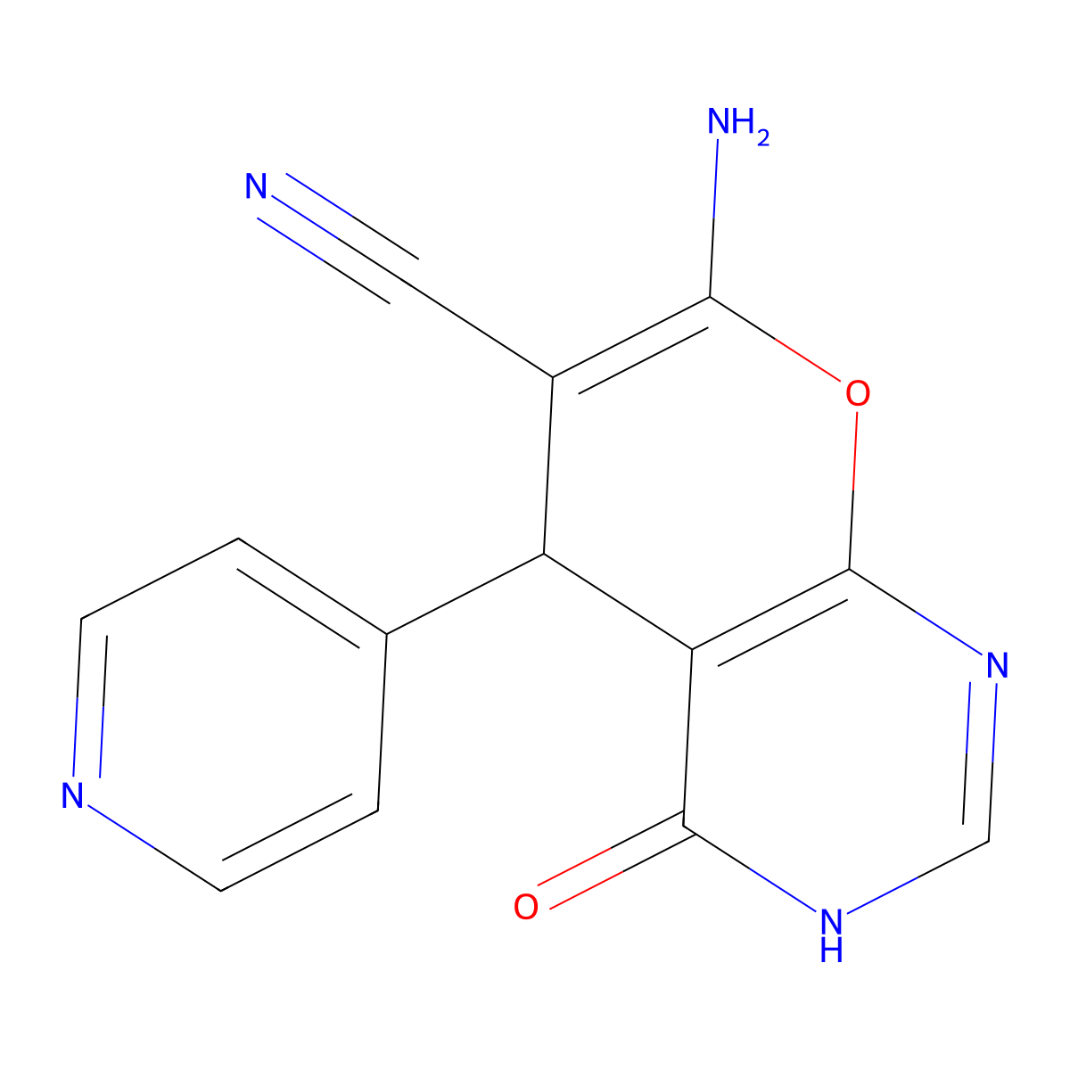 7-Amino-4-oxo-5-pyridin-4-yl-3,5-dihydropyrano[2,3-d]pyrimidine-6-carbonitrile molecular structure, CAS 333341-02-9