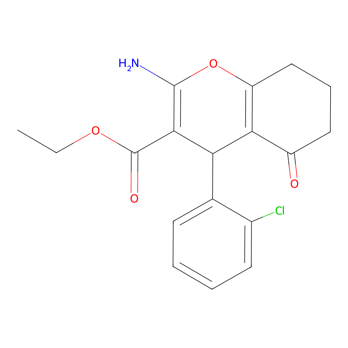 ethyl 2-amino-4-(2-chlorophenyl)-5-oxo-5,6,7,8-tetrahydro-4H-chromene-3-carboxylate molecular structure, CAS 333341-09-6