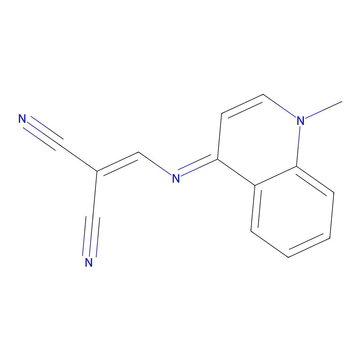 2-[[(1-Methylquinolin-4-ylidene)amino]methylidene]propanedinitrile molecular structure, CAS 333341-15-4