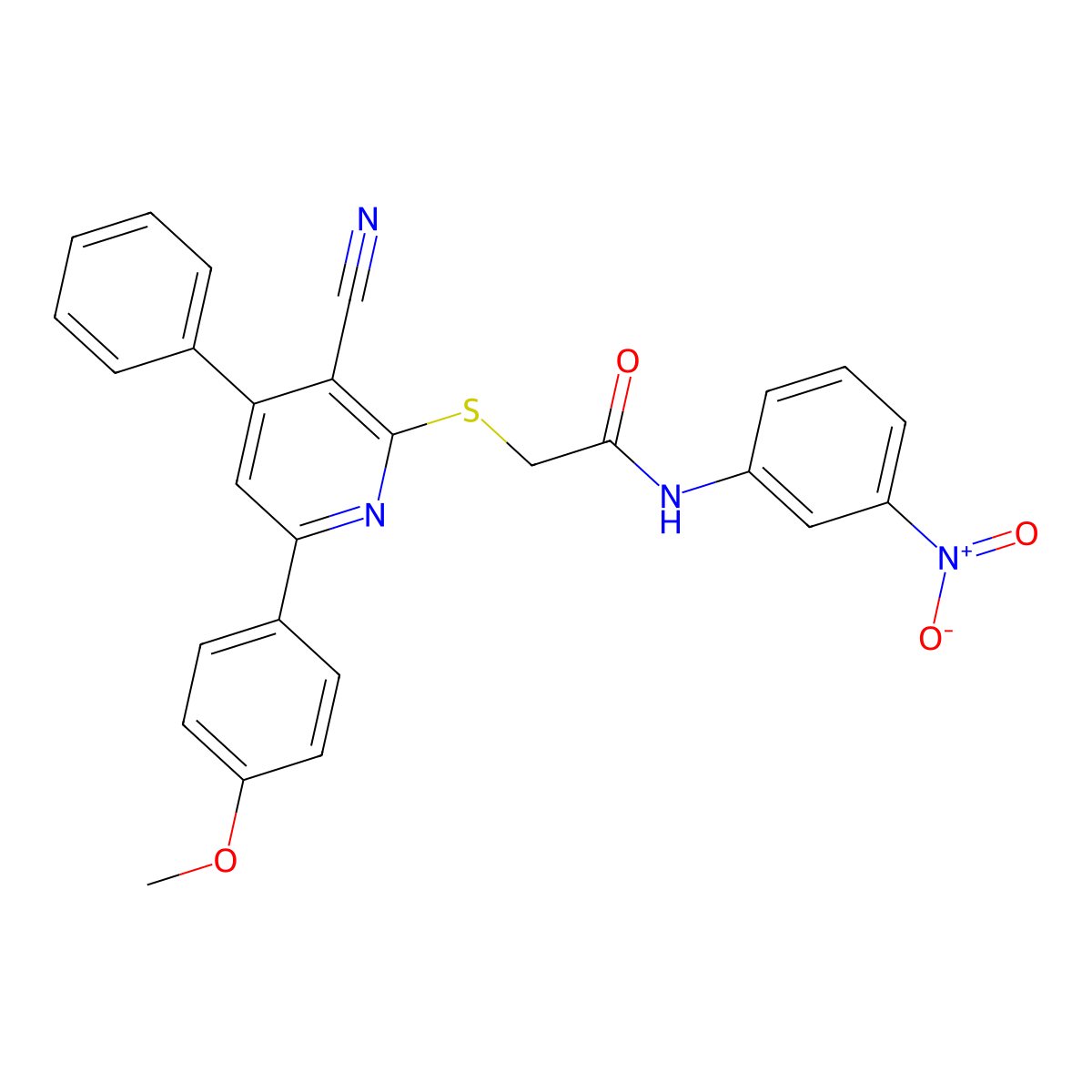 2-((3-Cyano-6-(4-methoxyphenyl)-4-phenylpyridin-2-yl)thio)-N-(3-nitrophenyl)acetamide molecular structure, CAS 333341-63-2