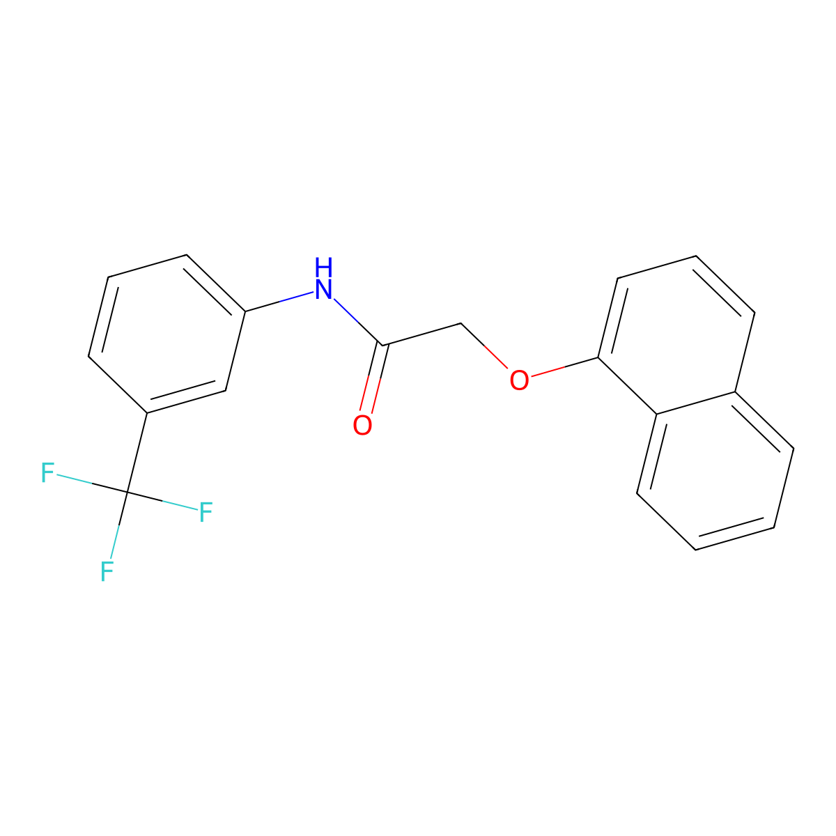 2-(naphthalen-1-yloxy)-N-(3-(trifluoromethyl)phenyl)acetamide molecular structure, CAS 333341-71-2