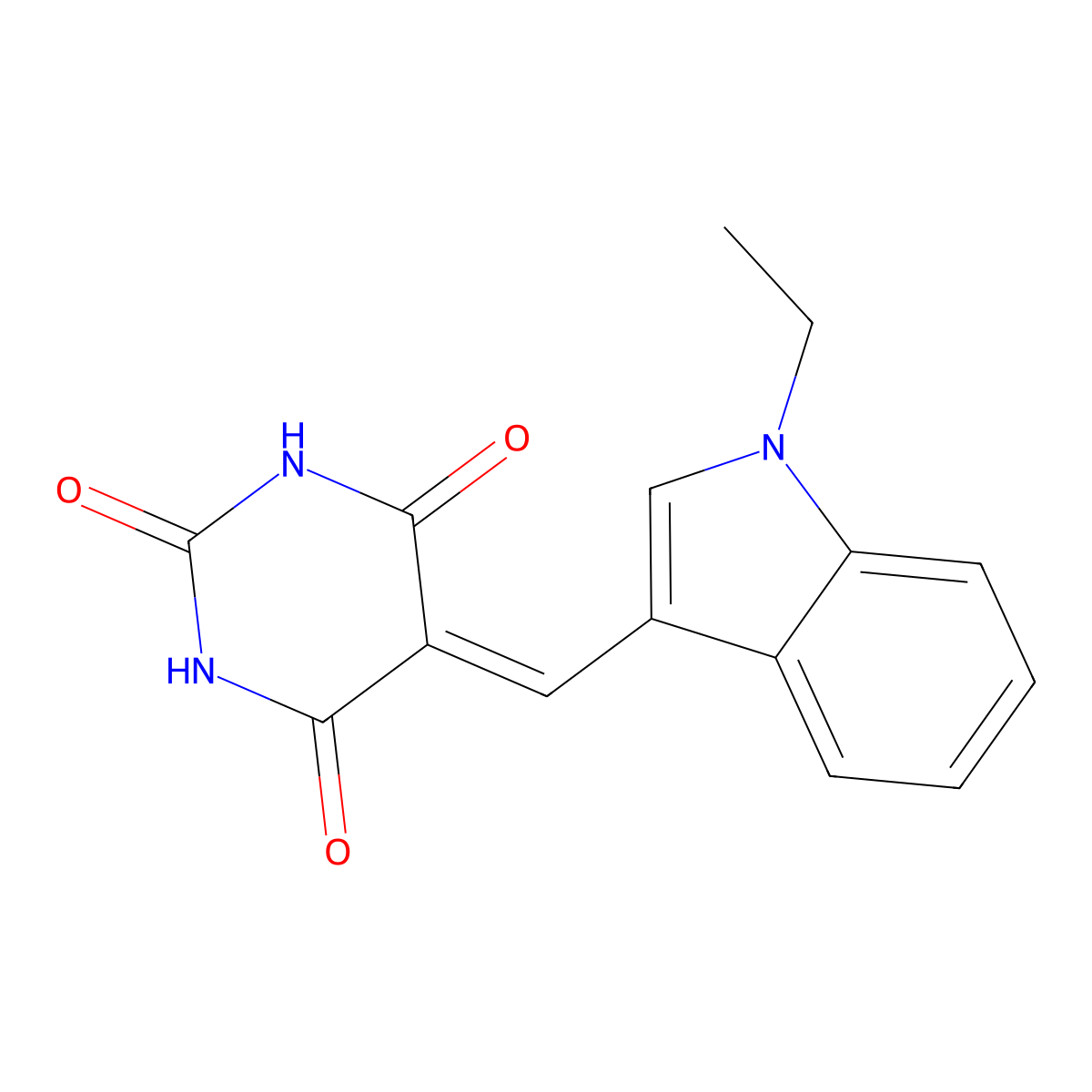 5-[(1-Ethylindol-3-yl)methylidene]-1,3-diazinane-2,4,6-trione molecular structure, CAS 333342-91-9
