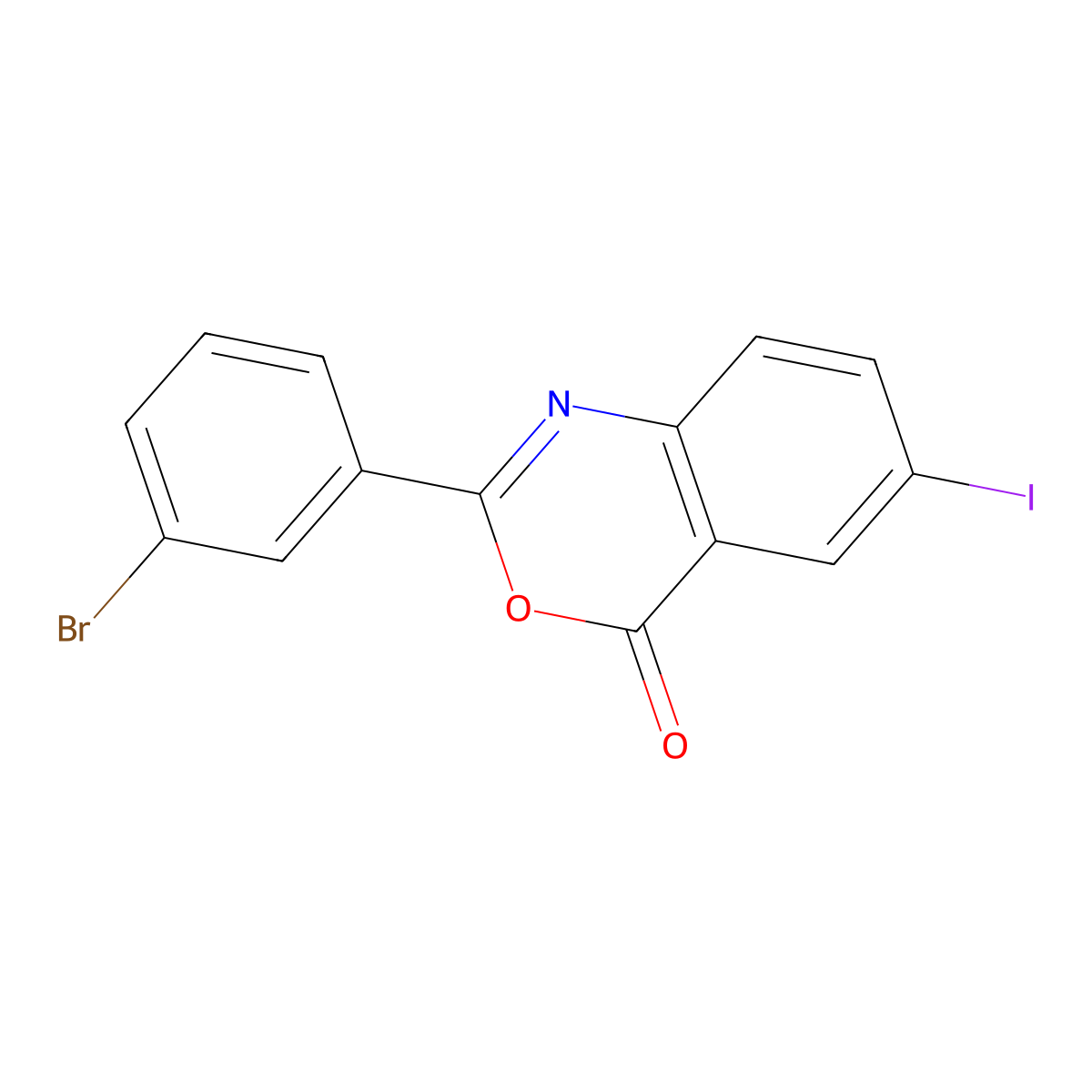 2-(3-Bromophenyl)-6-iodo-4H-3,1-benzoxazin-4-one molecular structure, CAS 333342-99-7