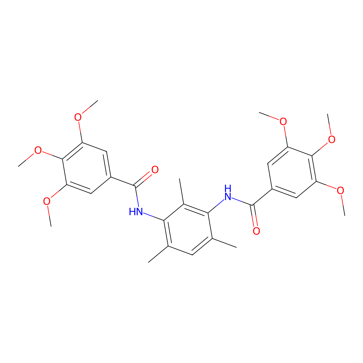 3,4,5-trimethoxy-N-[2,4,6-trimethyl-3-[(3,4,5-trimethoxybenzoyl)amino]phenyl]benzamide molecular structure, CAS 333343-02-5