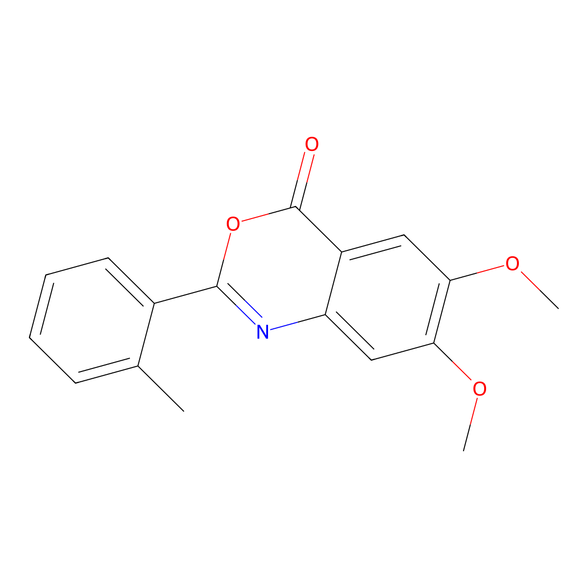 6,7-dimethoxy-2-(2-methylphenyl)-4H-3,1-benzoxazin-4-one molecular structure, CAS 333343-05-8