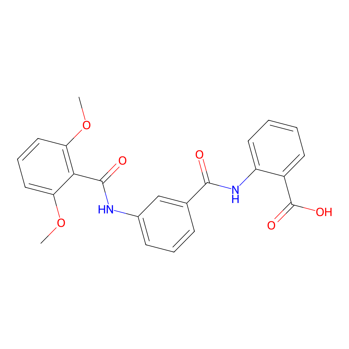 2-{[(3-{[(2,6-Dimethoxyphenyl)carbonyl]amino}phenyl)carbonyl]amino}benzoic acid molecular structure, CAS 333343-09-2