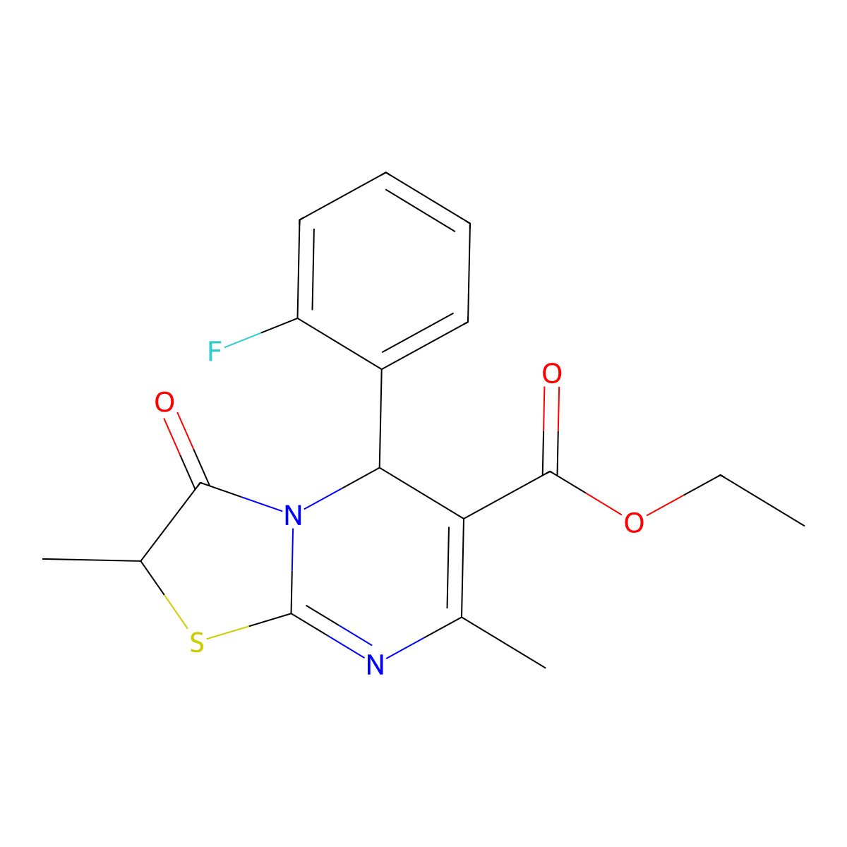 ethyl 5-(2-fluorophenyl)-2,7-dimethyl-3-oxo-2,3-dihydro-5H-[1,3]thiazolo[3,2-a]pyrimidine-6-carboxylate molecular structure, CAS 333344-11-9