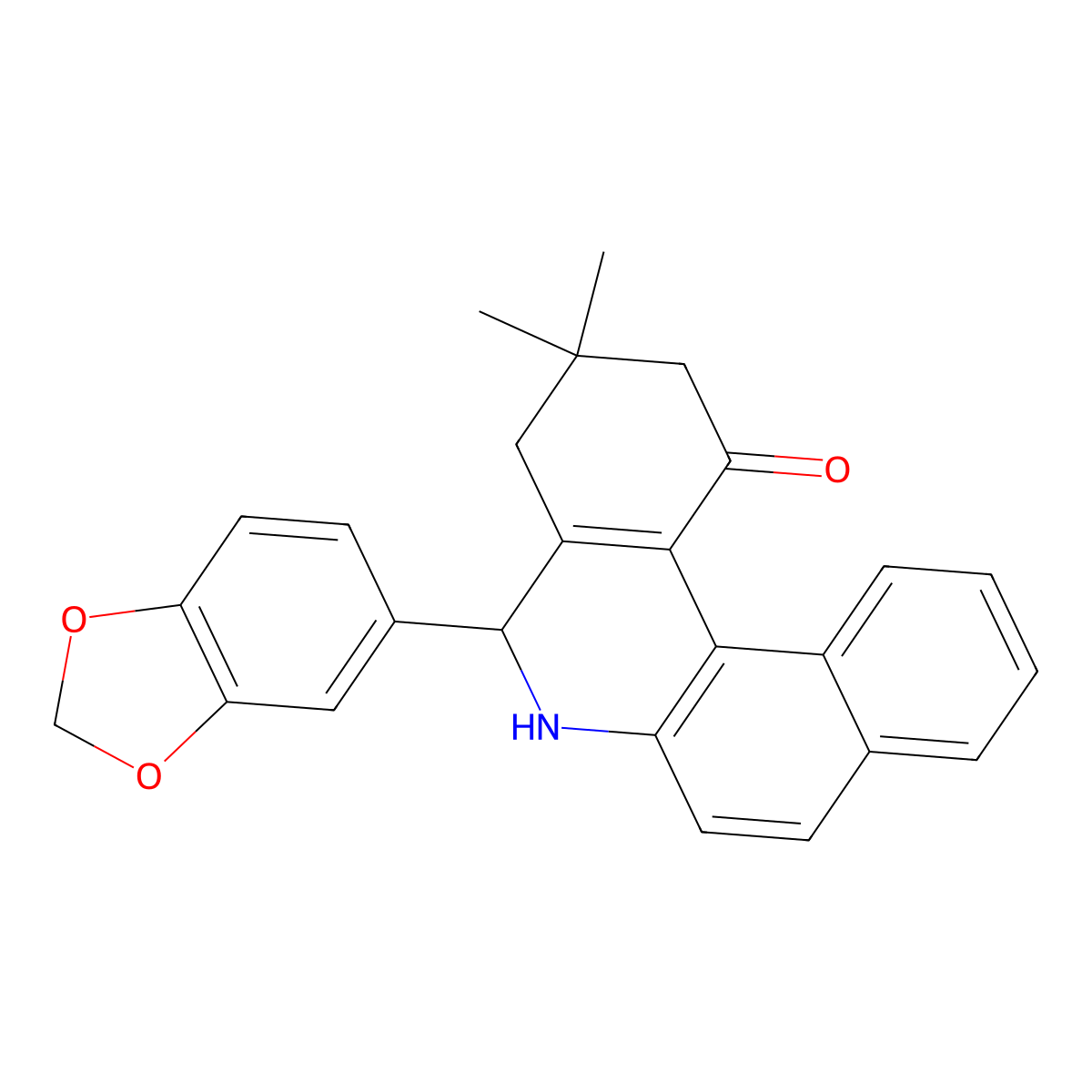 5-(1,3-benzodioxol-5-yl)-3,3-dimethyl-3,4,5,6-tetrahydrobenzo[a]phenanthridin-1(2H)-one molecular structure, CAS 333344-49-3