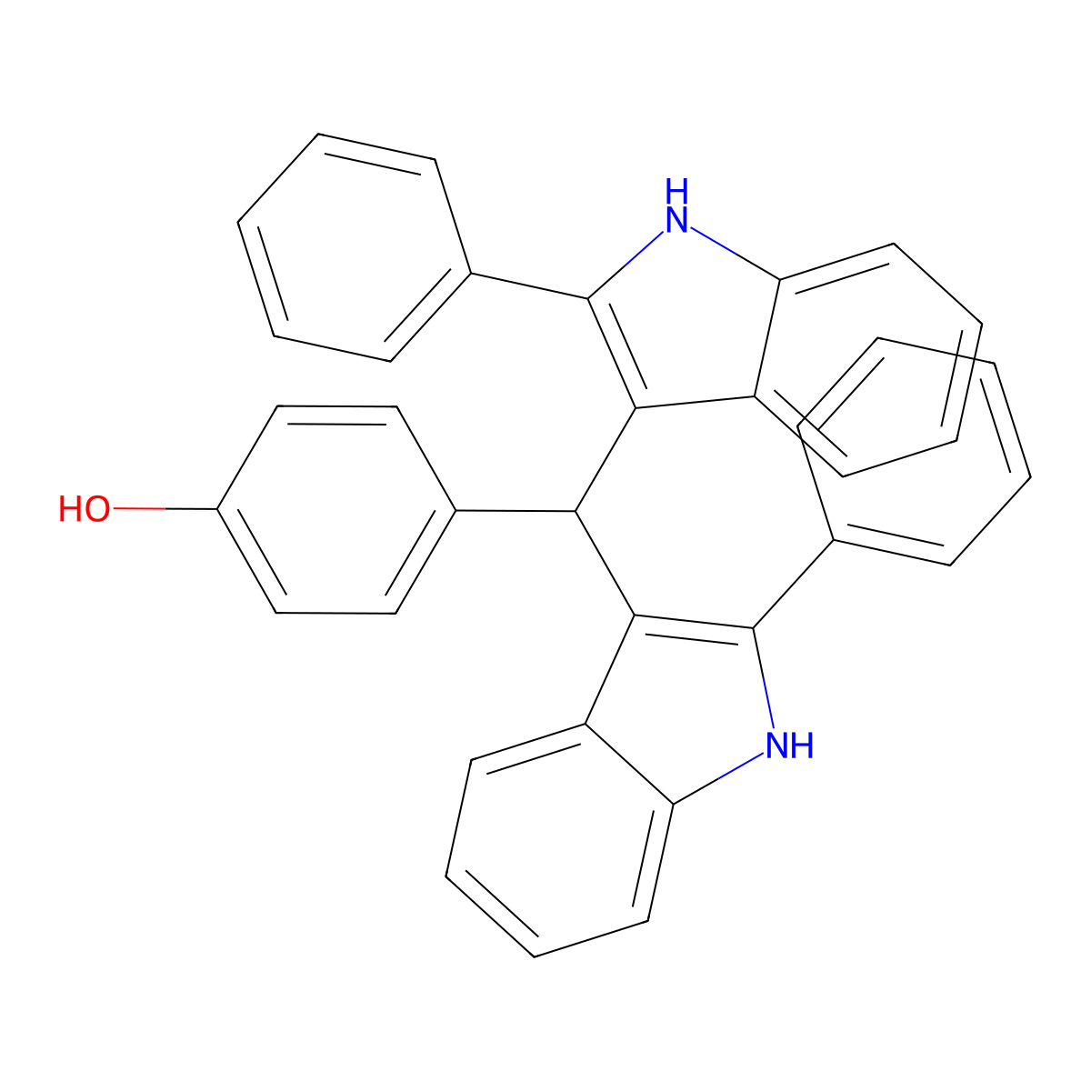 4-[bis(2-phenyl-1H-indol-3-yl)methyl]phenol molecular structure, CAS 333344-68-6