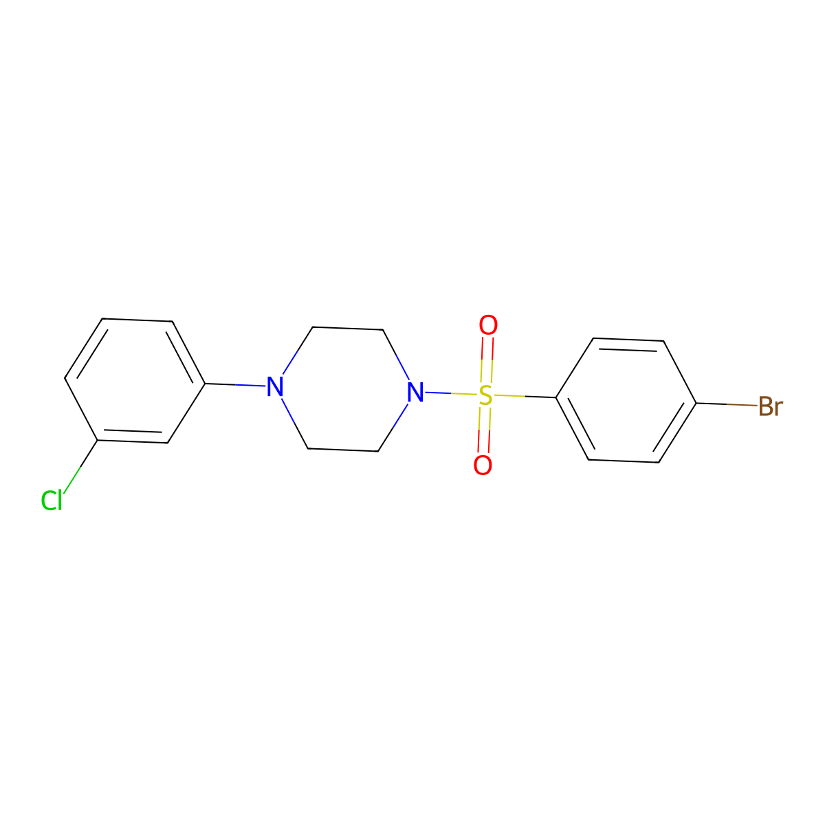 1-(4-Bromophenyl)sulfonyl-4-(3-chlorophenyl)piperazine molecular structure, CAS 333345-50-9