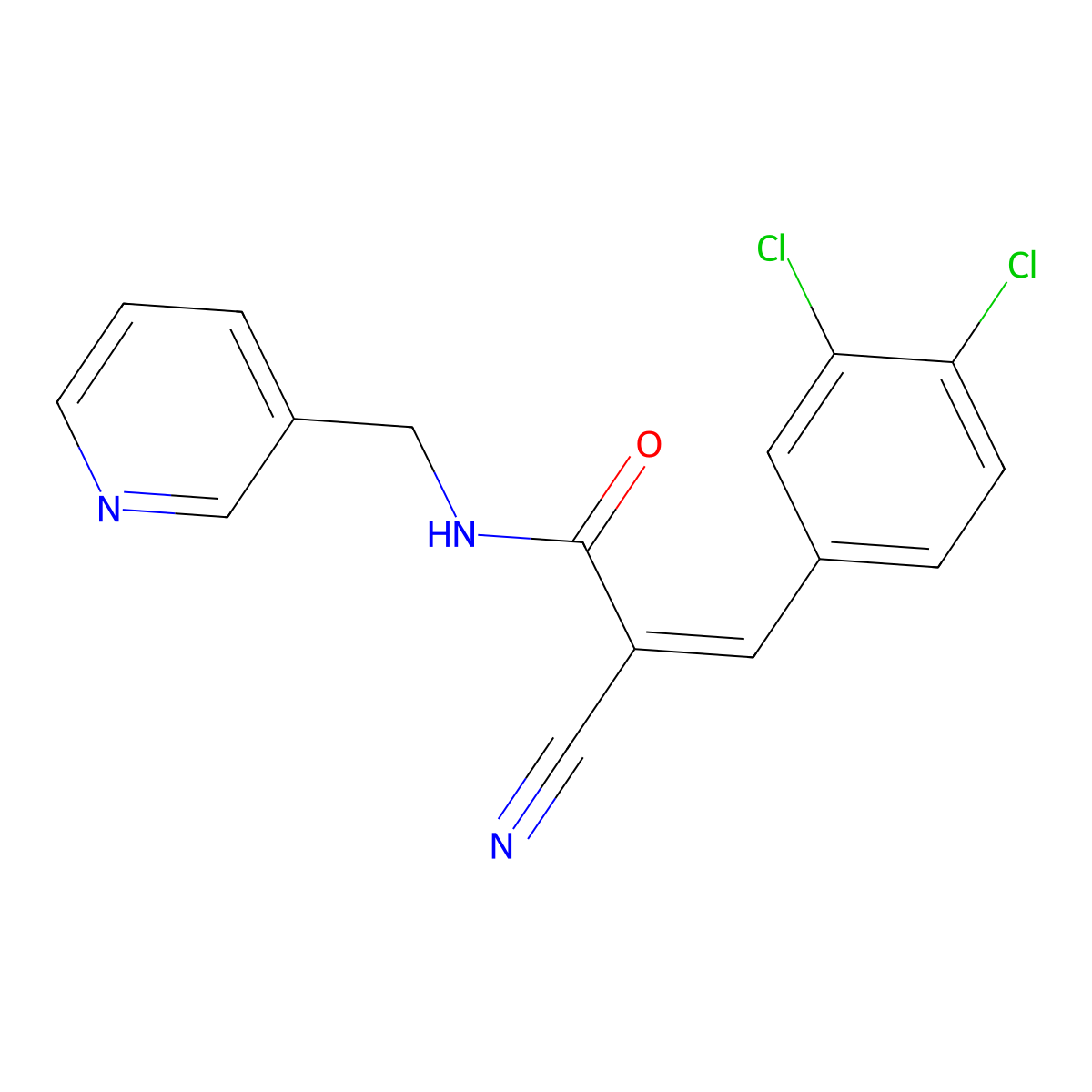 2-Cyano-3-(3,4-dichlorophenyl)-N-(3-pyridinylmethyl)-2-propenamide molecular structure, CAS 333345-63-4