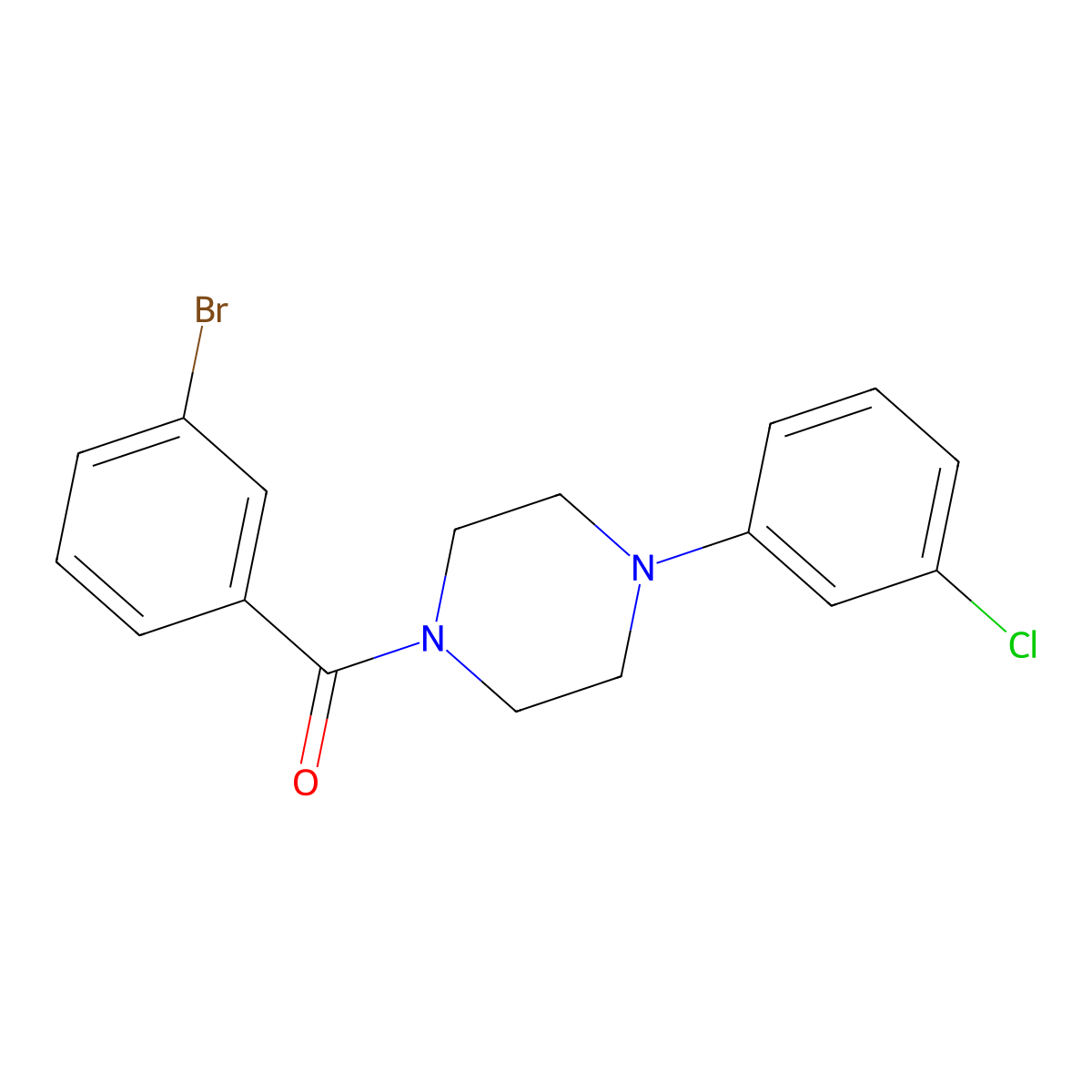 (3-Bromophenyl)-[4-(3-chlorophenyl)piperazin-1-yl]methanone molecular structure, CAS 333345-81-6