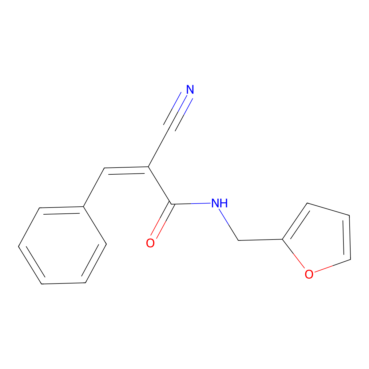 2-Cyano-N-(2-furanylmethyl)-3-phenyl-2-propenamide molecular structure, CAS 333346-14-8