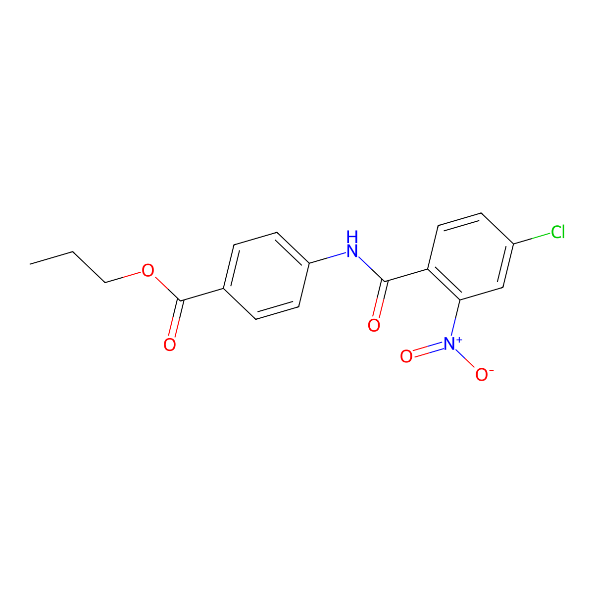 Propyl 4-({4-chloro-2-nitrobenzoyl}amino)benzoate molecular structure, CAS 333346-45-5