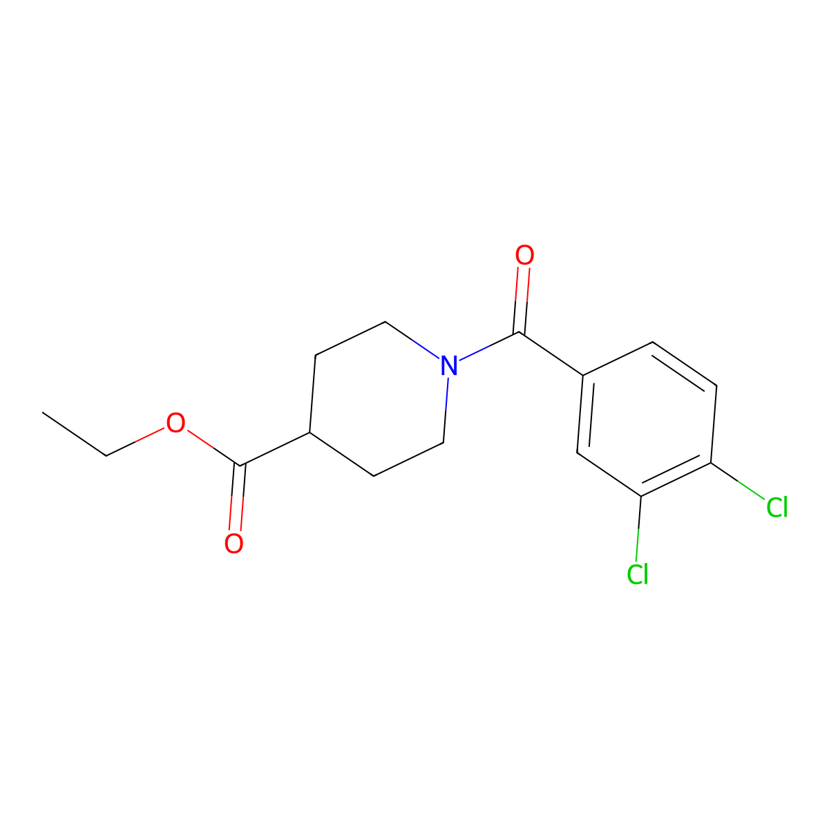 Ethyl 1-(3,4-dichlorobenzoyl)-4-piperidinecarboxylate molecular structure, CAS 333347-09-4