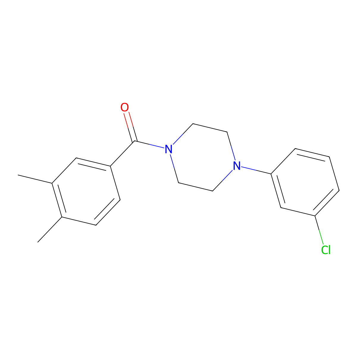 [4-(3-Chlorophenyl)piperazin-1-yl]-(3,4-dimethylphenyl)methanone molecular structure, CAS 333348-15-5