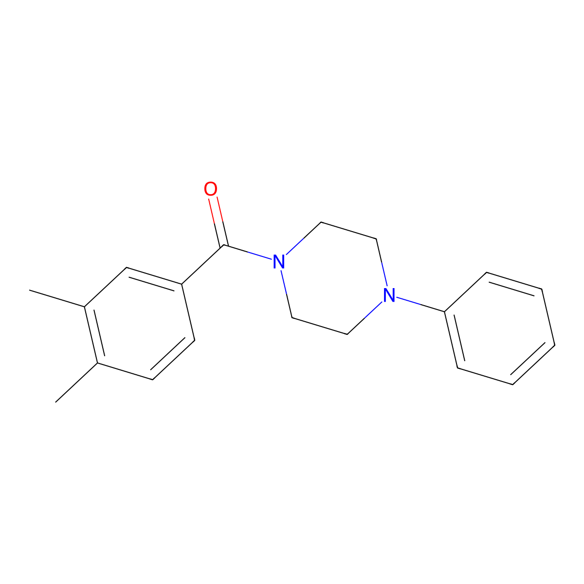 (3,4-Dimethylphenyl)-(4-phenylpiperazin-1-yl)methanone molecular structure, CAS 333348-17-7