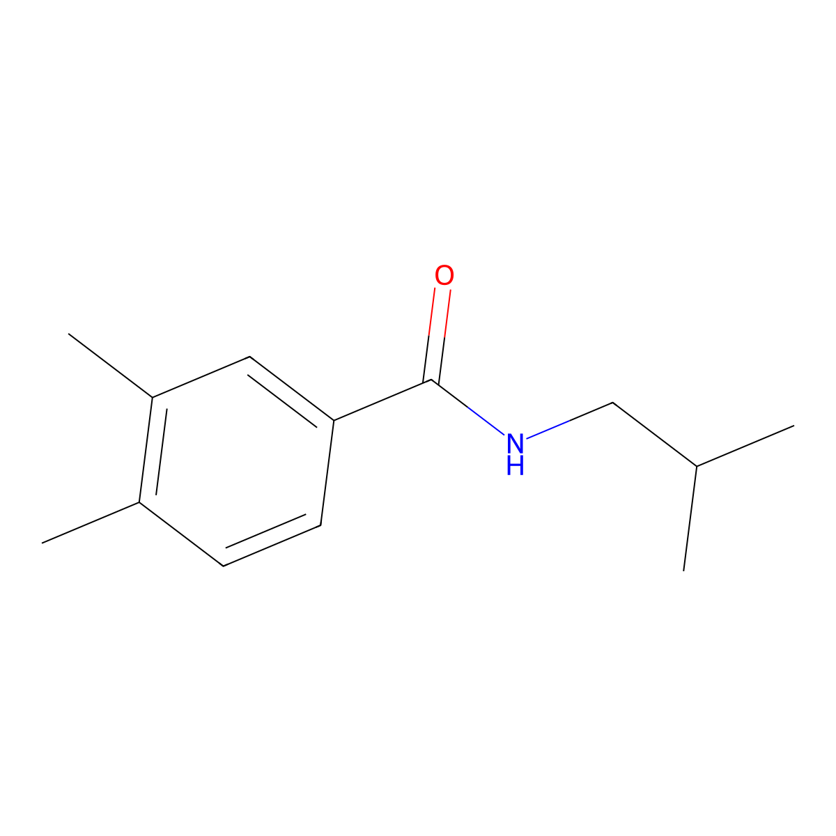 3,4-dimethyl-N-(2-methylpropyl)benzamide molecular structure, CAS 333348-22-4