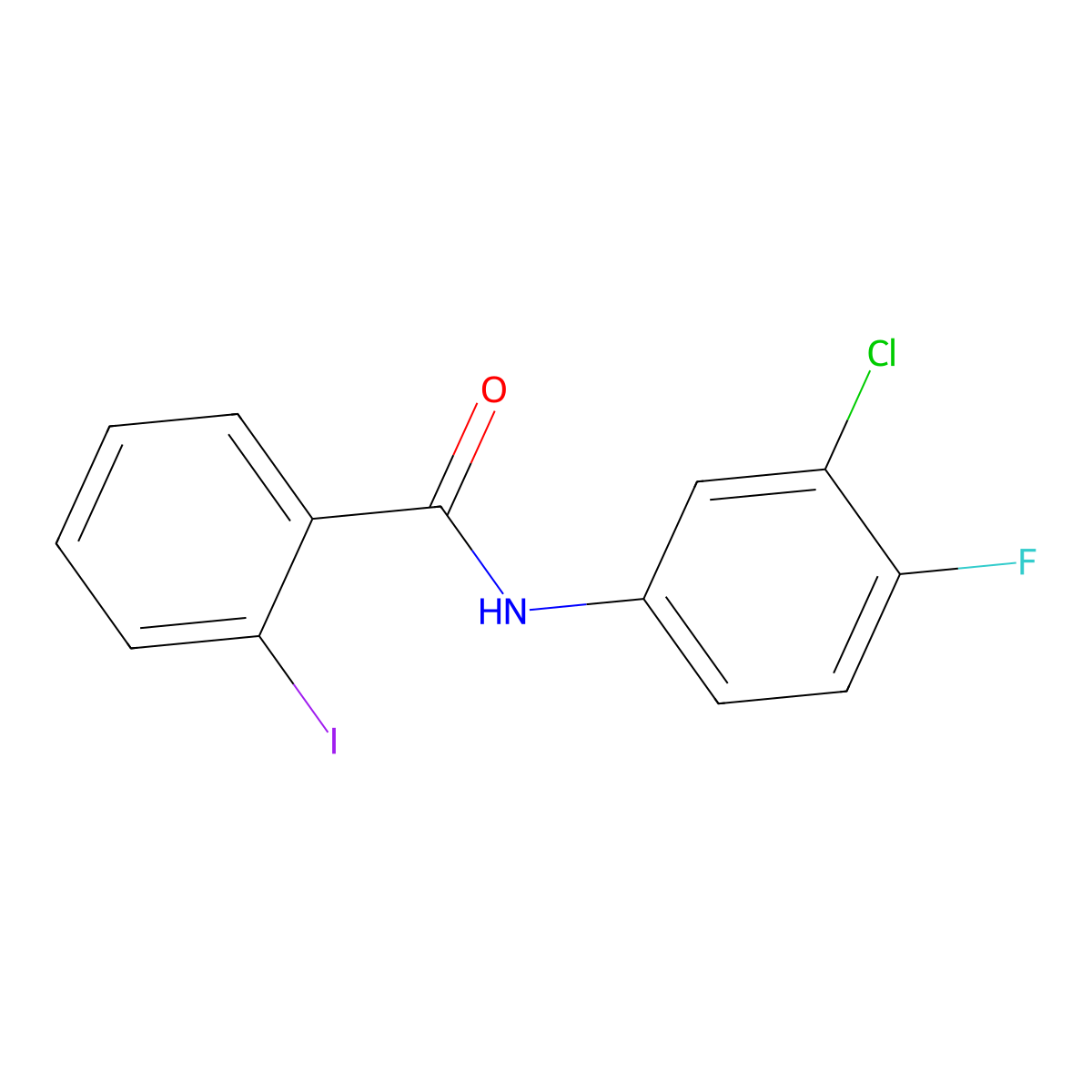 N-(3-chloro-4-fluorophenyl)-2-iodobenzamide molecular structure, CAS 333349-72-7
