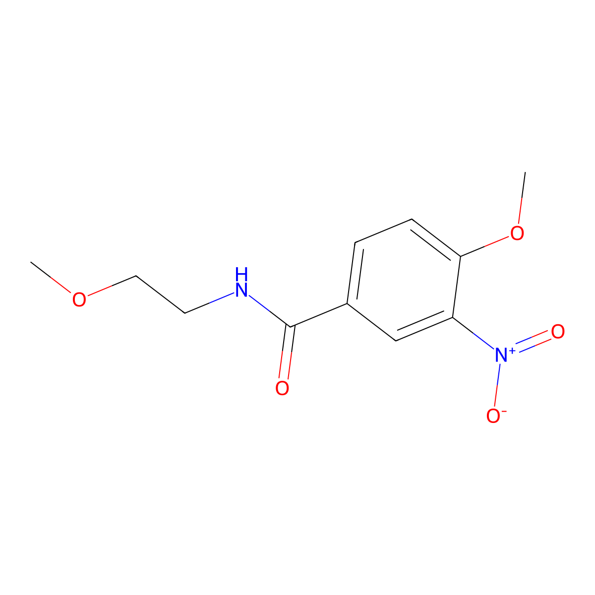 4-methoxy-N-(2-methoxyethyl)-3-nitrobenzamide molecular structure, CAS 333350-19-9
