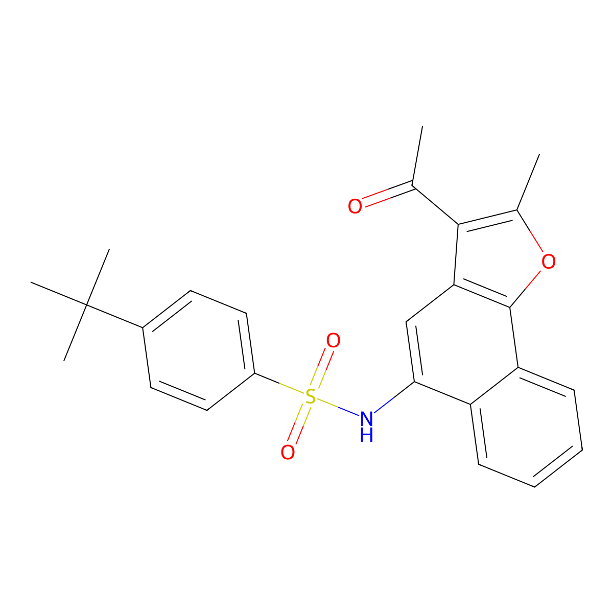 N-(3-Acetyl-2-methyl-naphtho[1,2-b]furan-5-yl)-4-tert-butyl-benzenesulfonamide molecular structure, CAS 333351-27-2