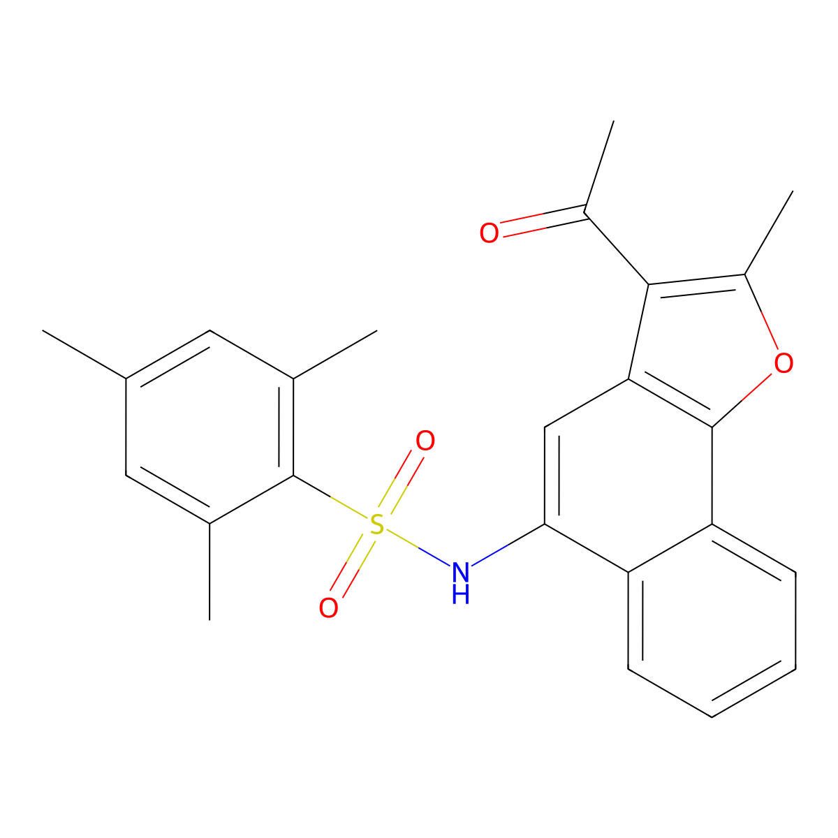 N-(3-acetyl-2-methylnaphtho[1,2-b]furan-5-yl)-2,4,6-trimethylbenzenesulfonamide molecular structure, CAS 333351-29-4
