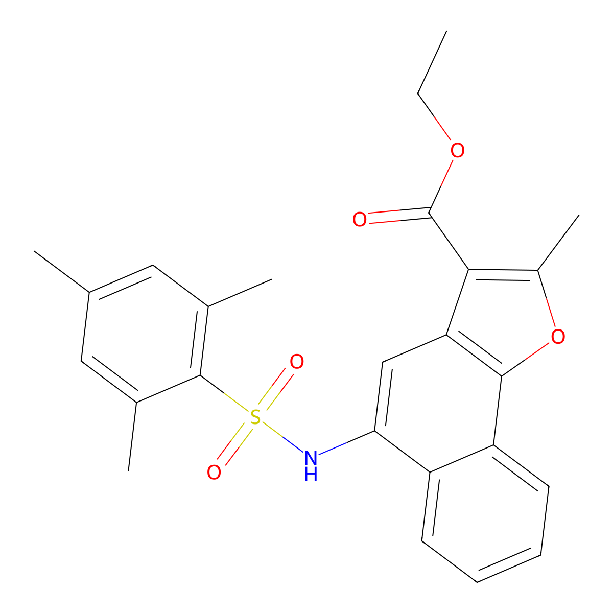 Ethyl 5-[(mesitylsulfonyl)amino]-2-methylnaphtho[1,2-b]furan-3-carboxylate molecular structure, CAS 333351-30-7
