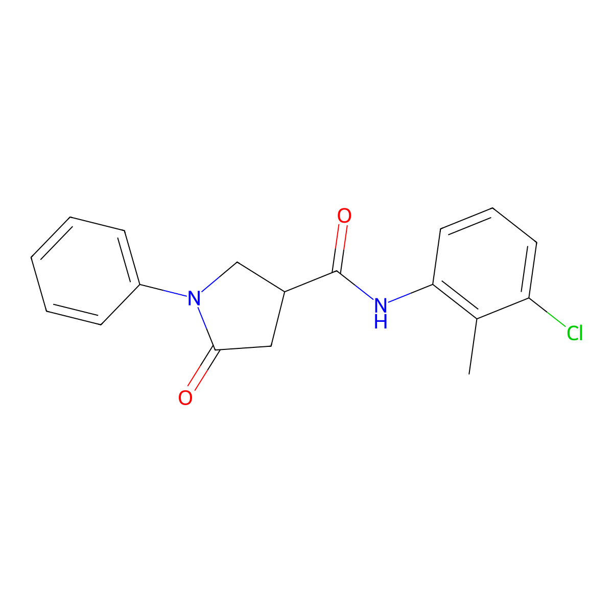 N-(3-chloro-2-methylphenyl)-5-oxo-1-phenylpyrrolidine-3-carboxamide molecular structure, CAS 333352-02-6