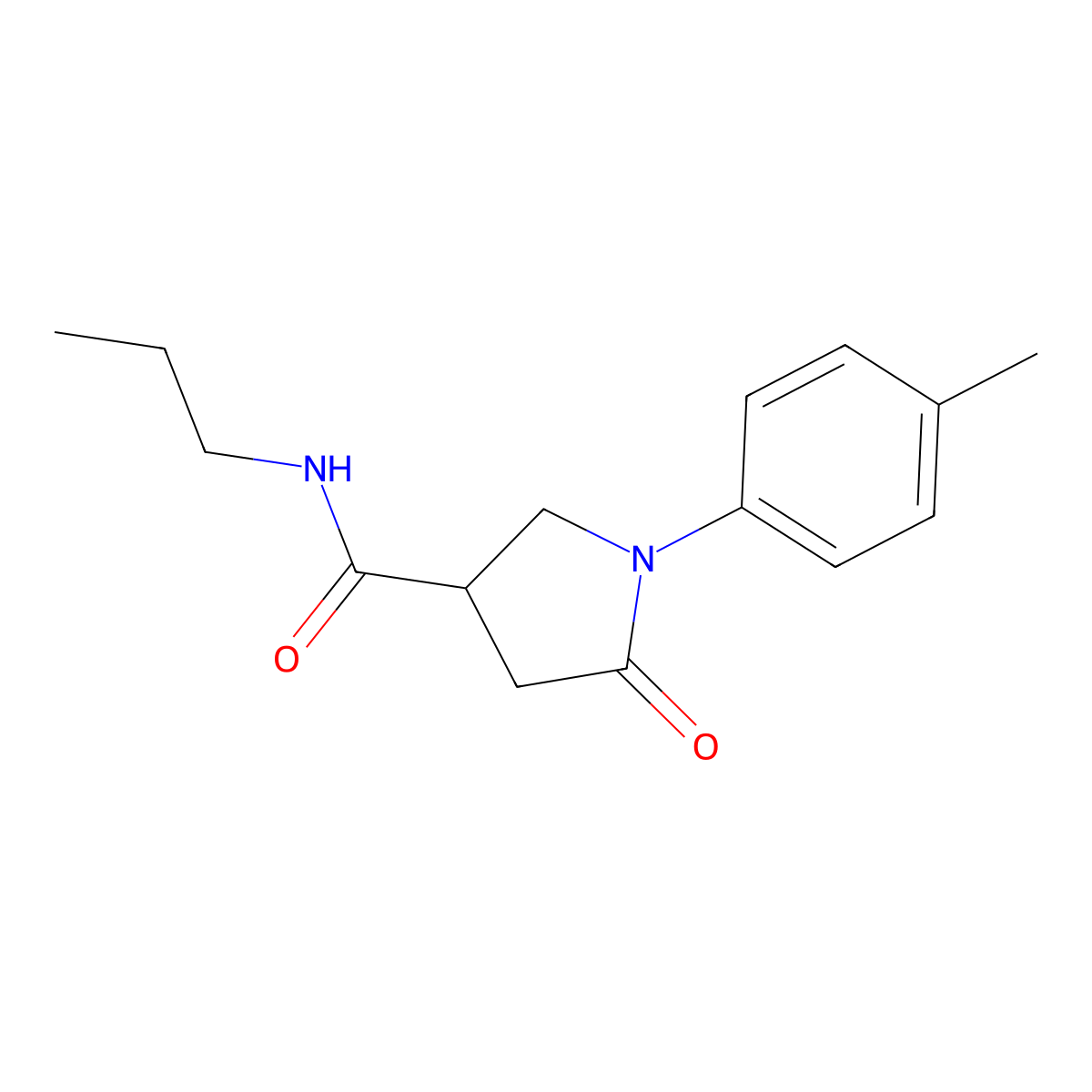 1-(4-methylphenyl)-5-oxo-N-propylpyrrolidine-3-carboxamide molecular structure, CAS 333352-06-0