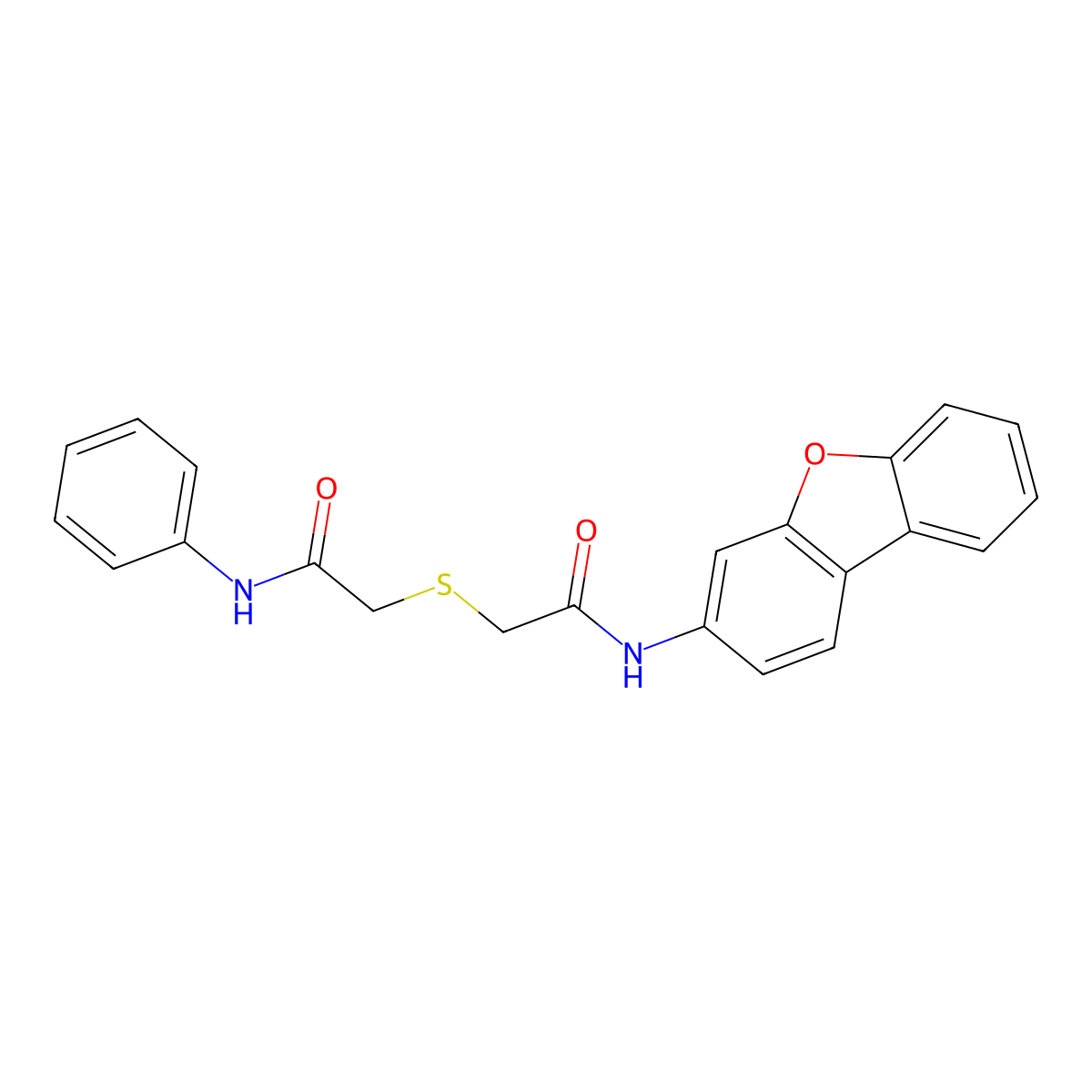 2-[2-(dibenzofuran-3-ylamino)-2-oxoethyl]sulfanyl-N-phenylacetamide molecular structure, CAS 333352-21-9