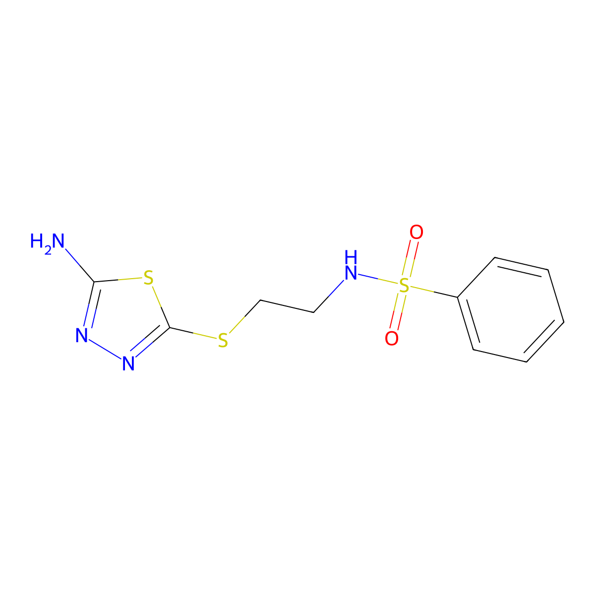 N-{2-[(5-amino-1,3,4-thiadiazol-2-yl)sulfanyl]ethyl}benzenesulfonamide molecular structure, CAS 333352-27-5