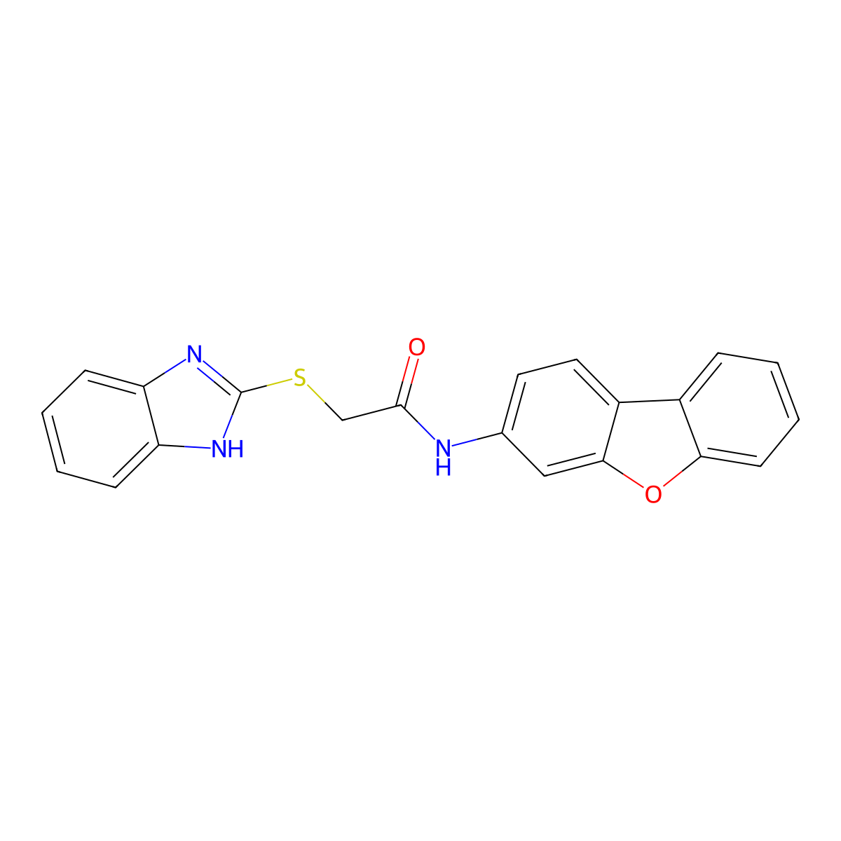 2-(1H-benzimidazol-2-ylsulfanyl)-N-dibenzofuran-3-ylacetamide molecular structure, CAS 333352-28-6