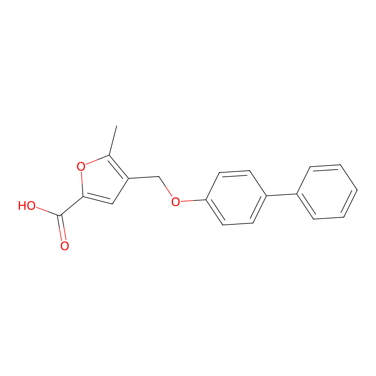 4-(Biphenyl-4-yloxymethyl)-5-methyl-furan-2-carboxylic acid molecular structure, CAS 333352-32-2