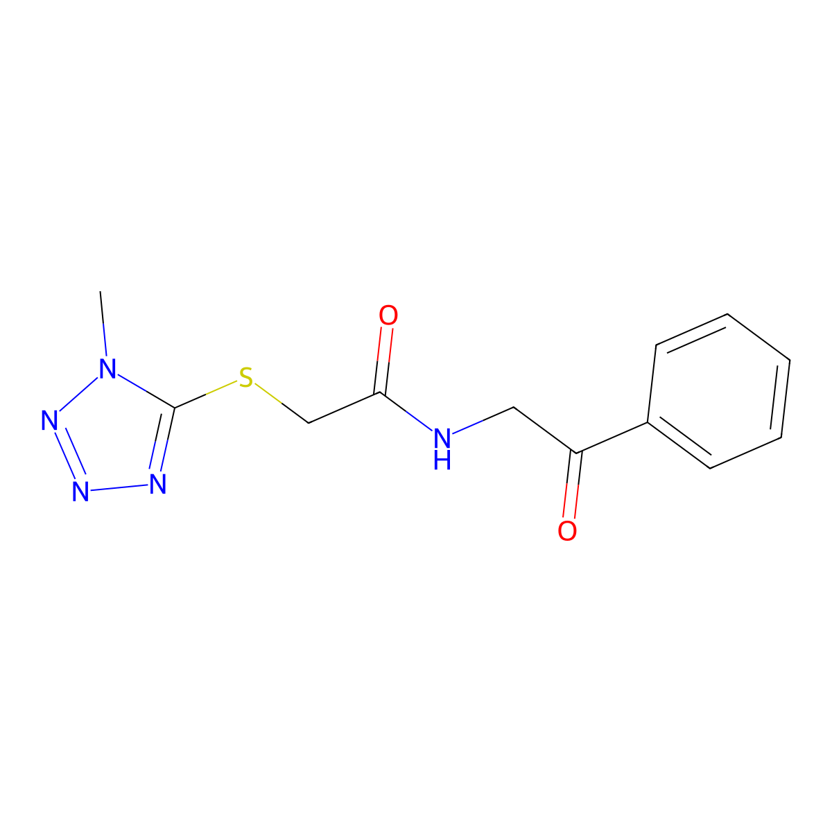 2-(1-methyltetrazol-5-yl)sulfanyl-N-phenacylacetamide molecular structure, CAS 333352-35-5