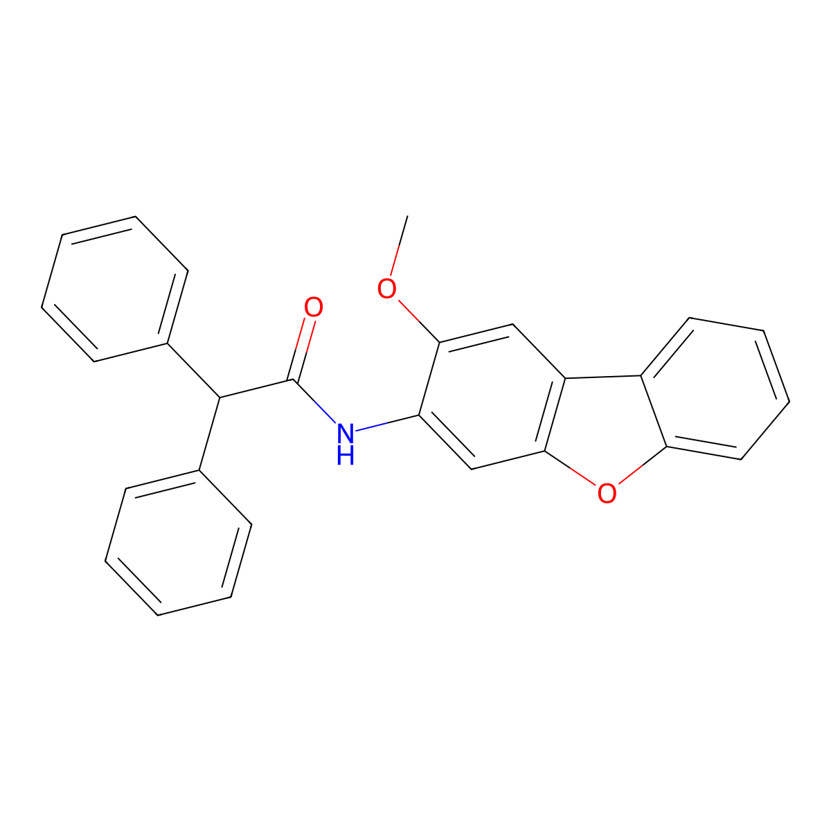 N-(2-methoxydibenzofuran-3-yl)-2,2-diphenylacetamide molecular structure, CAS 333352-40-2