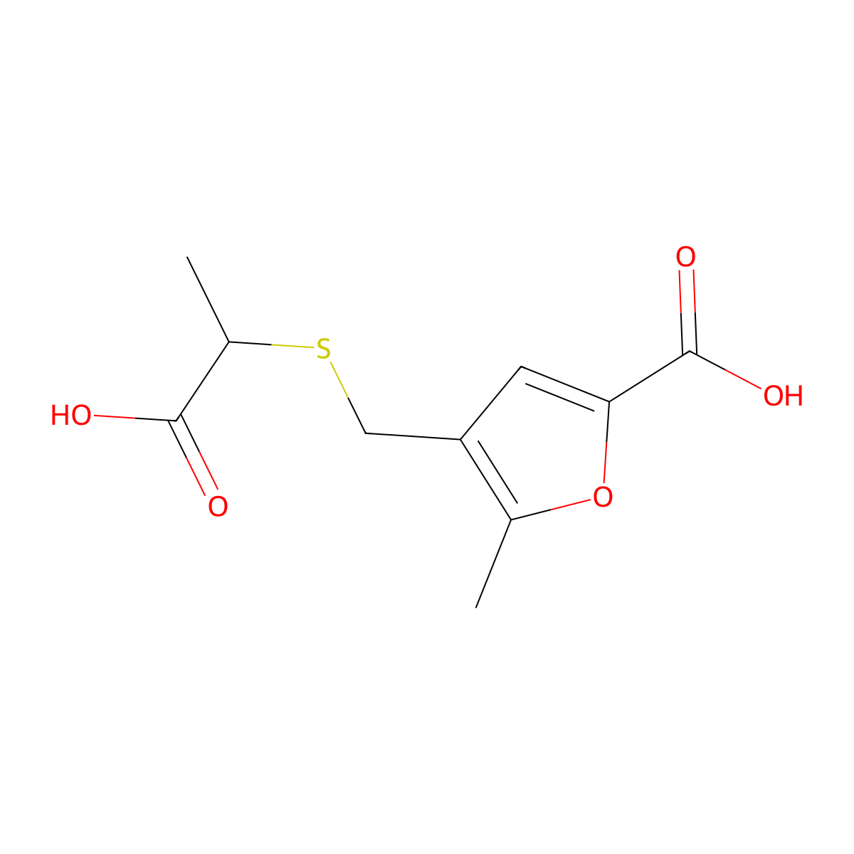 4-{[(1-Carboxyethyl)sulfanyl]methyl}-5-methyl-2-furoic acid molecular structure, CAS 333352-55-9