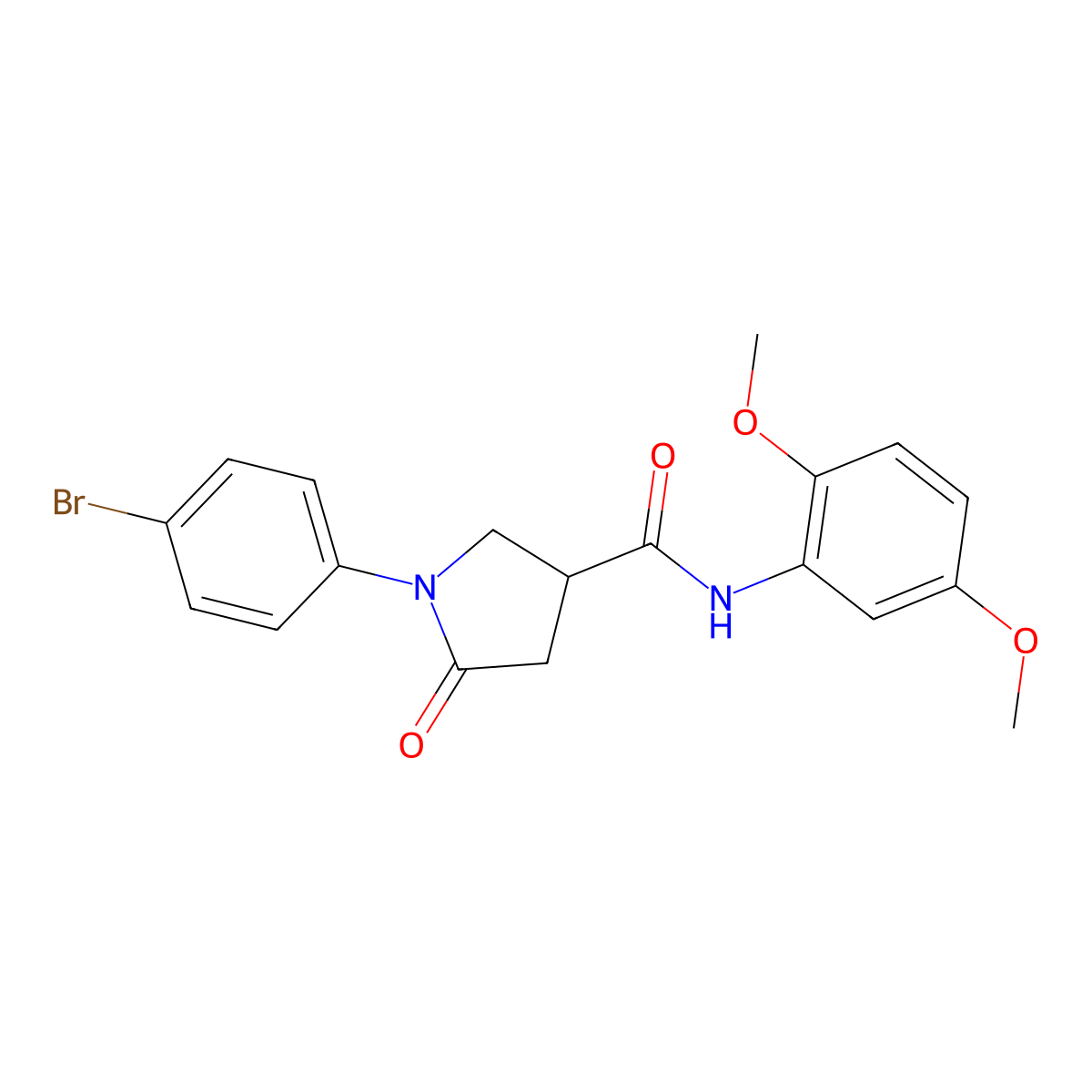 1-(4-bromophenyl)-N-(2,5-dimethoxyphenyl)-5-oxopyrrolidine-3-carboxamide molecular structure, CAS 333352-57-1