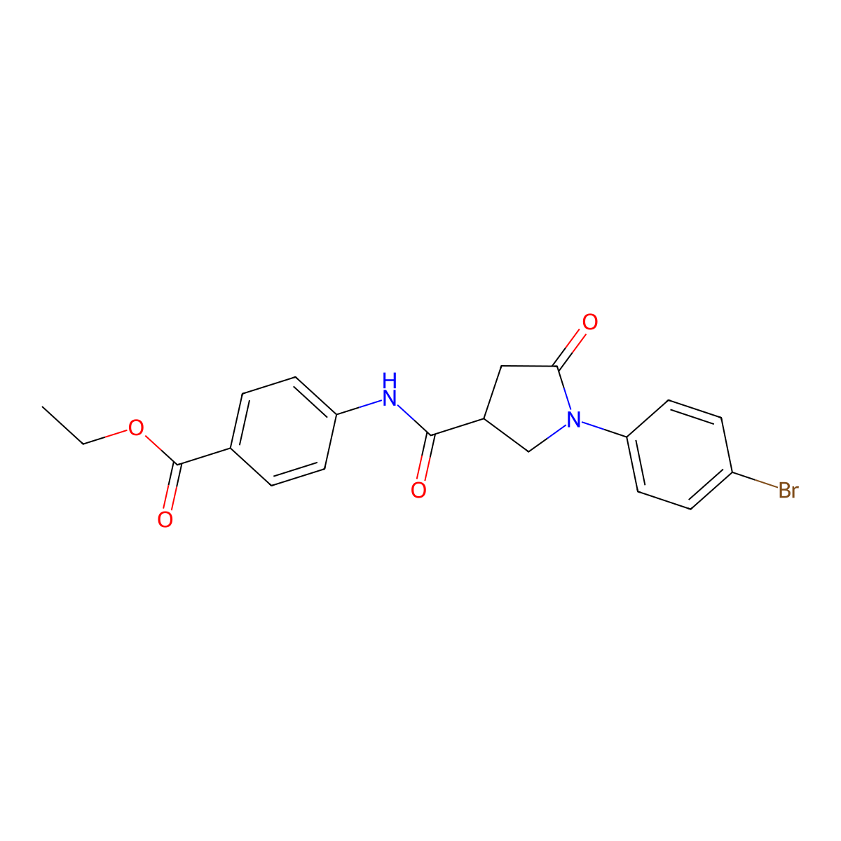 Ethyl 4-({[1-(4-bromophenyl)-5-oxopyrrolidin-3-yl]carbonyl}amino)benzoate molecular structure, CAS 333352-77-5
