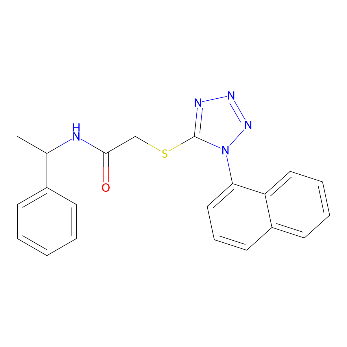 2-(1-naphthalen-1-yltetrazol-5-yl)sulfanyl-N-(1-phenylethyl)acetamide molecular structure, CAS 333353-62-1