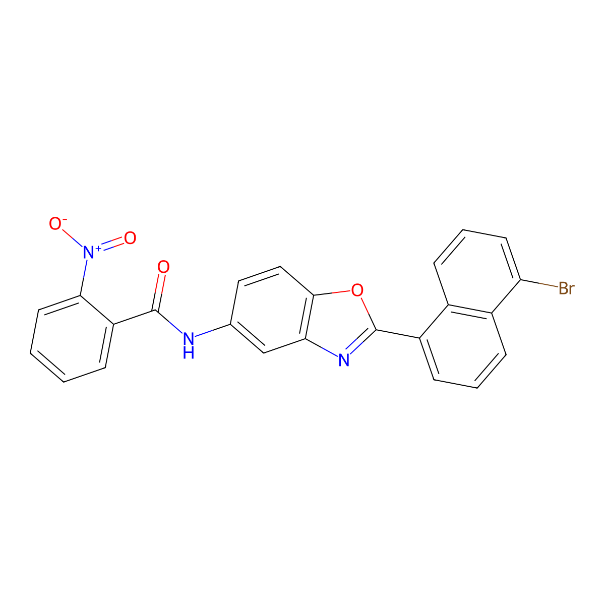 N-[2-(5-bromonaphthalen-1-yl)-1,3-benzoxazol-5-yl]-2-nitrobenzamide molecular structure, CAS 333355-16-1
