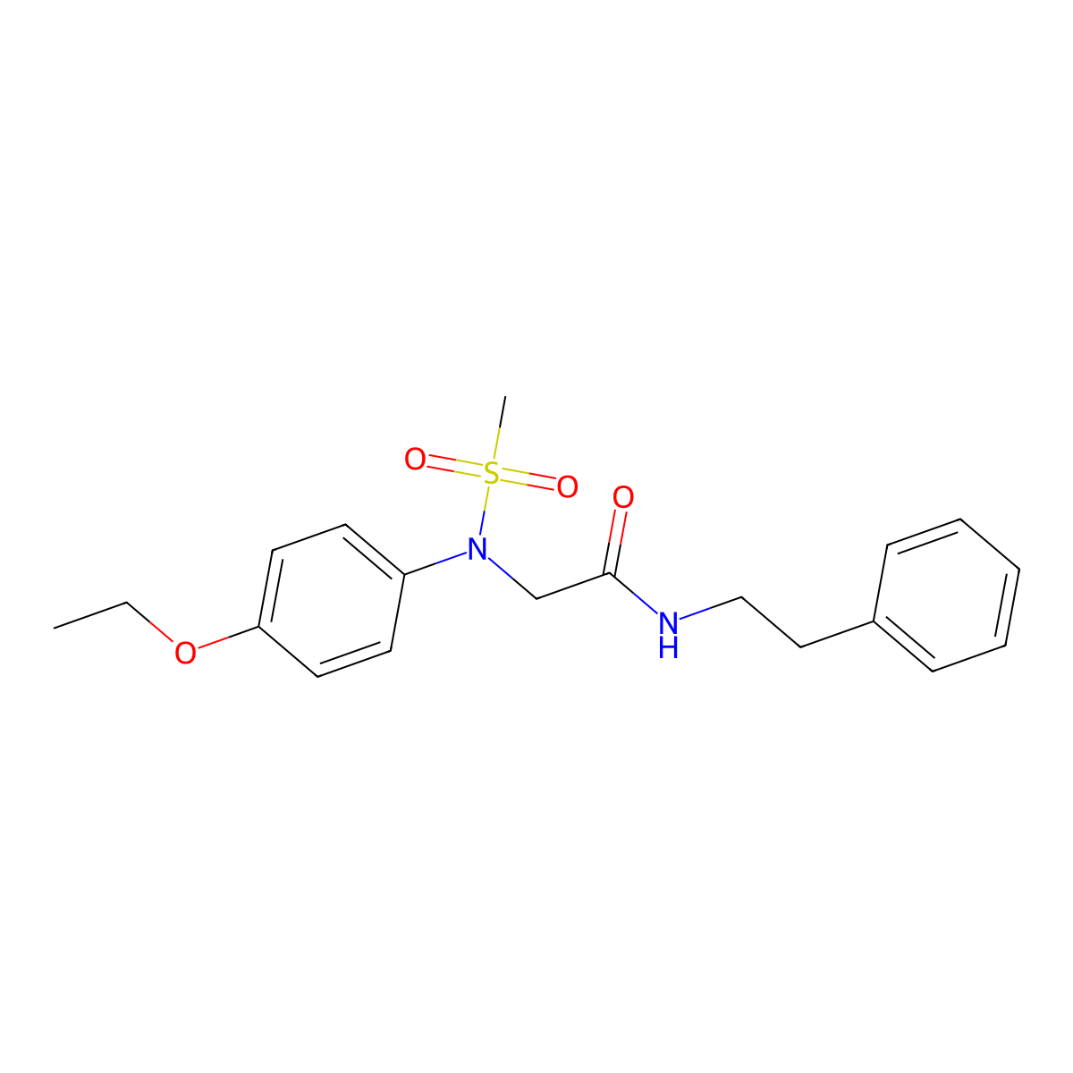 2-(4-ethoxy-N-methylsulfonylanilino)-N-(2-phenylethyl)acetamide molecular structure, CAS 333356-97-1