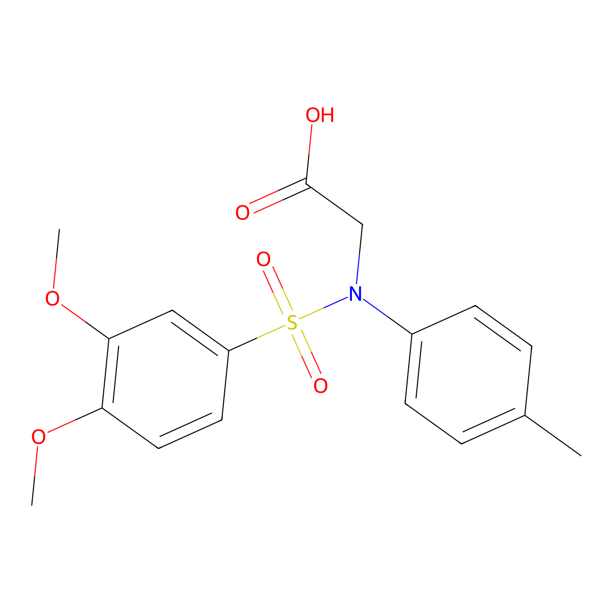 N-[(3,4-dimethoxyphenyl)sulfonyl]-N-(4-methylphenyl)glycine molecular structure, CAS 333357-43-0