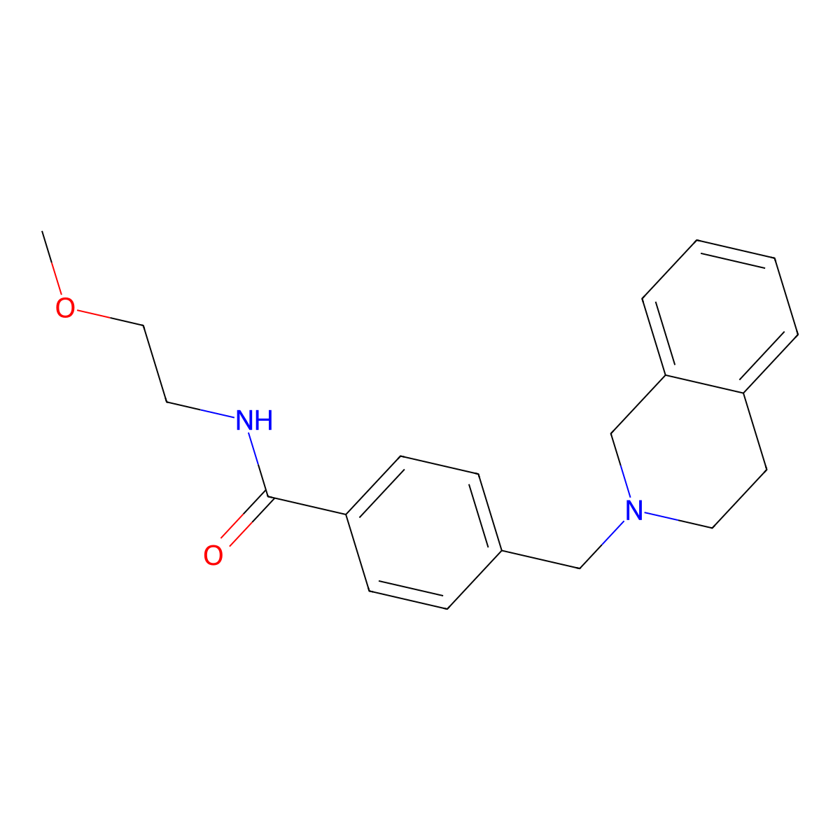 4-(3,4-dihydro-1H-isoquinolin-2-ylmethyl)-N-(2-methoxyethyl)benzamide molecular structure, CAS 333358-08-0