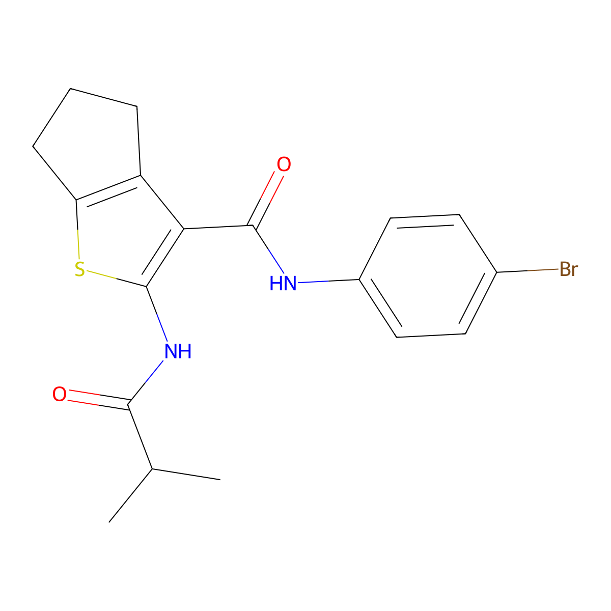 N-(4-bromophenyl)-2-(2-methylpropanoylamino)-5,6-dihydro-4H-cyclopenta[b]thiophene-3-carboxamide molecular structure, CAS 333358-84-2